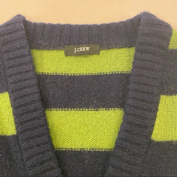 J. CREW Green & Navy V-neck Sweater - Picture 4 of 9